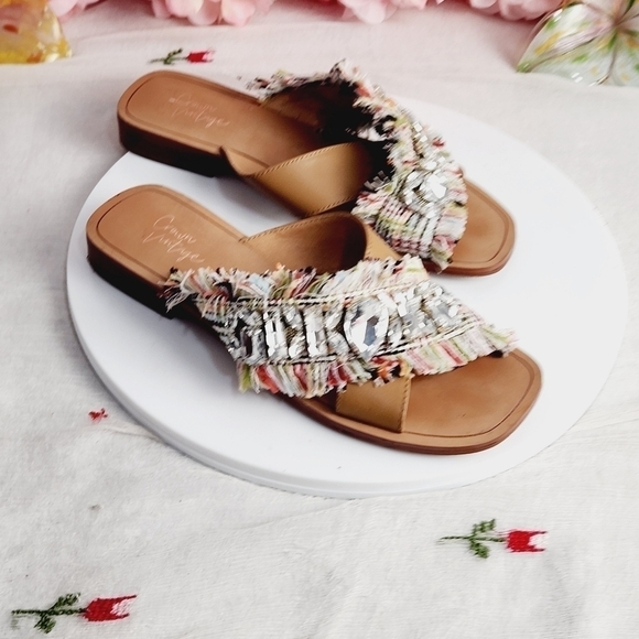 Crown Vintage Somaya Sandal Bohemian Style Large Maximized Chrystal's Size: 7 - Picture 7 of 11